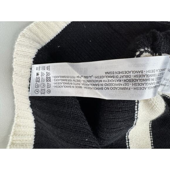 Zara Black White Breton Striped Sweater Women’s S Crewneck Paris Oversized Knit - Picture 8 of 10